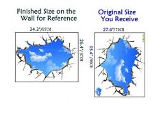 AUVS 3D Autoadhesivo extraíble Break a través de la Pared Vinilo Adhesivo Decorativo para Pared de decoración Mural Art Decals