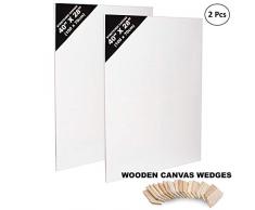 Lienzos (2 Pcs) - (100cm x 70cm) 40x28 inch Paneles de Lienzos Artes para Pintura - Lienzos Grandes con Cuñas de Madera - Lienzo en Blanco para Obras de Arte - Lienzos Pre Estirados