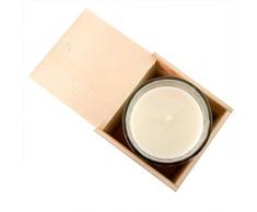 Vela Perfumada Canela. En Vaso de Cristal y presentada en Caja de Madera. Lote de 10 Unidades. Regalo para Invitados Bodas, Bautizo, Comunión