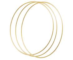 Sntieecr - 3 unidades de aros de metal de 25,4 cm con diseño floral, macramé dorado, para hacer coronas de Navidad, decoración de corona de boda, atrapasueños y macramé para colgar en la pared