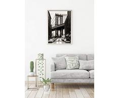 Panorama Póster Puente de Manhattan Nueva York 50x70cm - Impreso en Papel 250gr - Póster Pared - Láminas para Enmarcar - Cuadros Decoración Salón - Pósters Decorativos