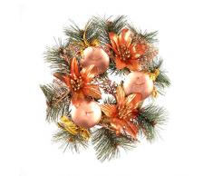 LIOOBO Corona de Adviento de Navidad Porta Velas Decoraciones de Velas de Navidad (Bronce)