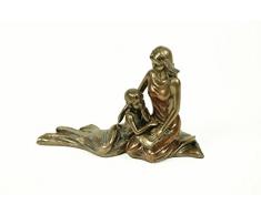 Figura Decorativa Elegante "Madre con Niña Leyendo" Esculturas Resina. 15 x 5 x 10 cm.