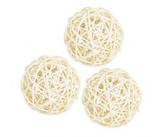 Hellery 3 Pcs Bolas de Ratán de Mimbre Natural para Decorativa de Navidad Boda Fiesta Colgante 100 mm/70 mm/60 mm/80 mm - 8cm