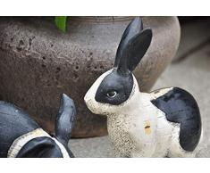 Zyh-hyz Escultura de Conejo Estatua, jardín de esculturas de Animales Negro y Negro de Conejo Resina Modelo Césped Woodland Creativo Conejo de Pascua
