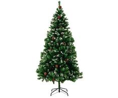 Casaria Deuba Árbol de Navidad con piñas y Nieve Artificial Ramas con Efecto Nieve de 180 cm con 705 Puntas con Base decoración