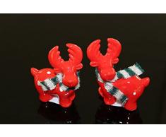 2 unidades "escarchado de amigos de - alce de peluche con bufanda" - dos hermosos cerámica - Juego de figuras de en bufanda de - que cuenta con la decoración para otoño invierno de adviento y Navidad