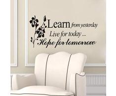 Runinstickers Pegatinas De Pared Adhesivo De Pared Inspiración Quote Aprender Vivir Esperanza Ayer Hoy Mañana Flora Refranes Decoracion Wall Sticker Frase
