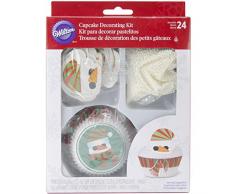 Wilton - Juego de decoración para cupcakes (48 unidades), diseño de muñeco de nieve, multicolor