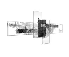 Bilderdepot24 Cuadros en Lienzo - Arte Abstracto Abstracto V Gris - 140x65cm 4 Partes - Listo tensa. Made in Germany!!!