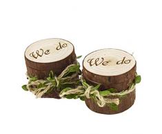 Amosfun 2 unids Caja de Madera de Anillos de Novios en Forma de Madera Cajas de Madera para Decorar para Fiesta Ceremonia de Boda Vintage Caja de Joyería