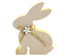 Logbuch-Verlag - Figura Decorativa de Conejo de Pascua (15 cm, Madera), Color Amarillo