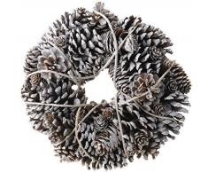 Corona de piñas de pino de corona de piñas de Nevada - 33 cm - Corona decorativa de Navidad con diseño de la corona de Adviento para puerta