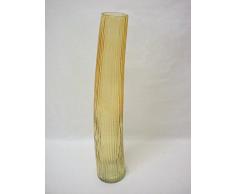 JARRON FLORERO CRISTAL CUERNO CURVADO BEIGE GRANDE