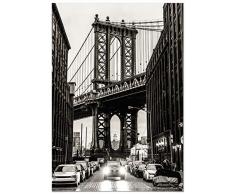 Panorama Póster Puente de Manhattan Nueva York 70x100cm - Impreso en Papel 250gr - Póster Pared - Láminas para Enmarcar - Cuadros Decoración Salón - Pósters Decorativos