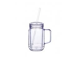 Bar Craft – Tarro con Pajita de Doble Pared para Agua Potable, Color Transparente (400 ML)