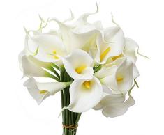 TININNA Látex real Touch realista Artificial flor de la cala Ramo de la boda de la flor Ramos Manojo Blanco