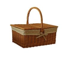 Cestas de mimbre cesta de regalo vacío oval sauce tejido Broma de Pascua caramelo cesta grande de la cesta del almacenaje del vino Cesta con la manija huevo Encuentro boda cesta ( Color : Wood color )