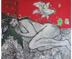Puerto sibylle Maier - magdalena se encuentra arte originales - lienzo - pintado a mano único de fibra acrílica - arte moderno - 140 x 120 cm desnudo