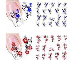 Demarkt 10X Nail Art Stickers Decals Flores diseños Multicolor Mixtos Nail Tips Accesorios pegatinas de uñas Para Mujer