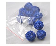 Ougual 10 Piezas Bolas de ratán Mimbre Mesa Boda Fiesta Navidad decoración 5cm Azul