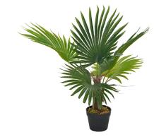 vidaXL Planta Artificial Decoración Palmera Maceta Flores Decorativas Realistas Exterior Interior Oficina Hojas Plástico 70 cm Alta Verde Marrón
