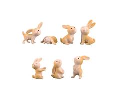 Healifty Mini Figuras de Resina Escultura de Conejo Decoración de Escritorio Decoración para Accesorios de Fiesta de Pascua Casa de Muñecas Bonsai Patio Suministros 7 Piezas (Estilo Mixto)