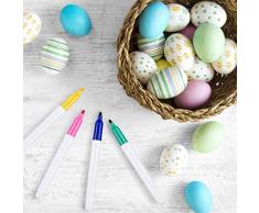 Weego 30 x Huevos de Pascua Decorados, Huevos de Plástico para Colgar con Cuerda, Manualidades de Bricolaje de Pascua Que Pintan para La Decoración y El Regalo, con 8 Pinceles