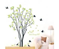 BestOfferBuy Calcomanía Pegatina para Pared Hojas Lima Cayendo de Naranjo Pájaros Volando