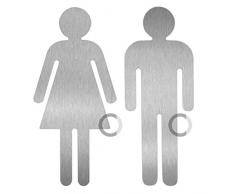 Señales de baños I acero inoxidable I autoadhesivo I Conjunto de 2 I altura=152 mm I No.1092