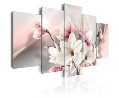 murando - Cuadro en Lienzo Magnolias Flores 200x100 - Impresión de 5 Piezas Material Tejido no Tejido Impresión Artística Imagen Gráfica Decoracion de Pared Naturaleza b-A-0217-b-m