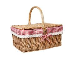 LiPengTaoShop Broma De La Cesta De Pascua Hechos A Mano Cestas De Mimbre con Asas Y Tapa Cesta De Picnic con Forro De Comestibles Cesta (Color : Blanco, Size : 40 * 30 * 38cm)