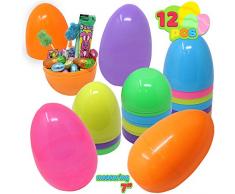JOYIN 12 Pieces Gigante Huevos de Pascua 18CM, con Mini Regalo de Juguete