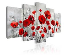 murando - Cuadro en Lienzo Amapolas 200x100 cm Flores Impresión de 5 Piezas Material Tejido no Tejido Impresión Artística Imagen Gráfica Decoracion de Pared Rojo Flores Naturaleza b-A-0001-b-n