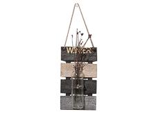 SZETOSY Jarrón Colgante de hidropónicos, jarrón de Pared con Tablero de Madera para Colgar Plantas, Flores, cristalería para el hogar, jardín, Sala de Estar, decoración de café, 30 x 17 cm