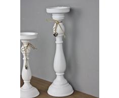elbmöbel portavelas en madera antigua blanca con corazón en plata decorativa