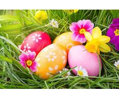 Rompecabezas clásico de 1000 Piezas Rompecabezas de Madera Adultos Niños Rompecabezas-Huevos de Pascua Flores Hierba-Arte DIY Juego de Ocio Diversión Juguete Regalo Adecuado Familia Amigos (ELL071)