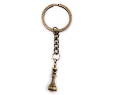 Onlineworld2013 Llavero Llavero Metal Ajedrez Figurilla Señora Bronce Colgante