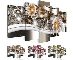 Cuadro 200x100 cm - Tres colores a elegir - 5 partes - Impresion en calidad fotografica - Cuadro en lienzo tejido-no tejido - Flor b-A-0266-b-n 200x100 cm B&D XXL