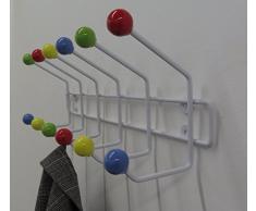 PERCHERO DE PARED DELUXE PERCHA CON BOLAS DE CERÁMICA 12 MULTICOLOR SOBRE FONDO DE COLOR BLANCO ESTRUCTURA DE METAL