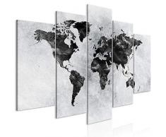 murando - Cuadro en Lienzo Mapamundi 225x112 cm Impresión de 5 Piezas Material Tejido no Tejido Impresión Artística Imagen Gráfica Decoracion de Pared Gris k-A-0431-b-m