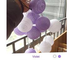 Cadena de Luces para Algodón Bola, Morbuy 4m USB Decorativas LED 20 Lámpara de Tira Bola Hada Noche Luz Para Bebe Casa Dormitorio Decoración Boda Fiesta De Cumpleaños Navidad (Violeta)