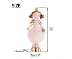 Valery Madelyn 44cm Adornos Navideños Angeles Figura de Tela Sentada, Rosa, Invierno Niña Decoración Textil Figura con Brazos Flexibles, Corona Imperial y Alas Decoración