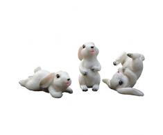 Amosfun Conejito Miniaturas Ornamento Resina Pascua Pastel Decoración Safari Animal Fiesta Decoración Pequeño Conejo Figura Resina Artesanía Pascua Coche Tablero Ornamento 3 Piezas