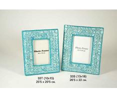 CAPRILO. Set de 2 Marcos de Fotos Decorativos Azul Turquesa. Portarretratos. Portafotos, Regalos Originales de Comunión y Bautizos. Decoración Hogar. Foto 10 x 15 cm. IB 8