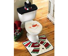 Set Santa Cojín Cubierta Limpieza Asiento Inodoro Alfombra Decoración Baño Navidad