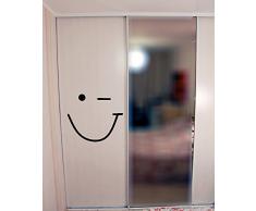 Vinilo (40 x 29 cm) para frigorífico con diseño de cara sonriente con guiño de Vinilo/carcasa Happy Smile lámina de decoración de adhesivo para inodoro con tapa/tabla de DIY extraíble de tela surfear + incluye figura decorativa