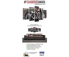 Cuadro Moderno Fotografico Moto Harley Davidson, Moto Antigua Vintage, 165 x 62 cm, ref. 26552