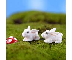 BESPORTBLE 2 Piezas Miniatura Conejo Estatuilla Cake Topper Micro Paisaje Jardín Conejito Estatua Modelo Artesanía Planta Maceta Coche Ornamento Decoración Pascua Fiesta Regalo