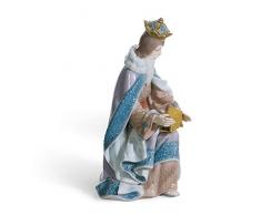 LLADRÓ Figura Rey Melchor En Belén. Figura Reyes Magos (Belén) de Porcelana.